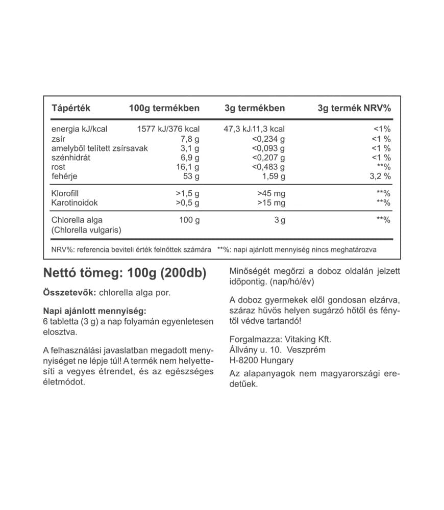Vitaking - Chlorella - 200 Tabs