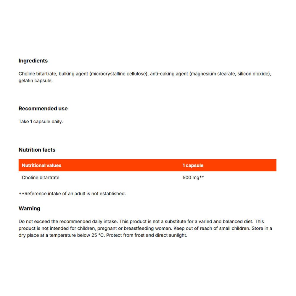 Gymbeam - Choline Bitartrate - 120 Kapsler