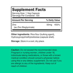 Vitamin360 Sinkki Bisglycinaatti 50 mg - 120 kasviskapselia