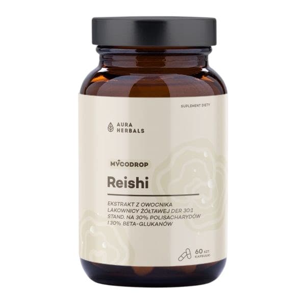 Aura Herbals - Reishi Mycodropextract - 60 Caps – Aura Herbals förpackning