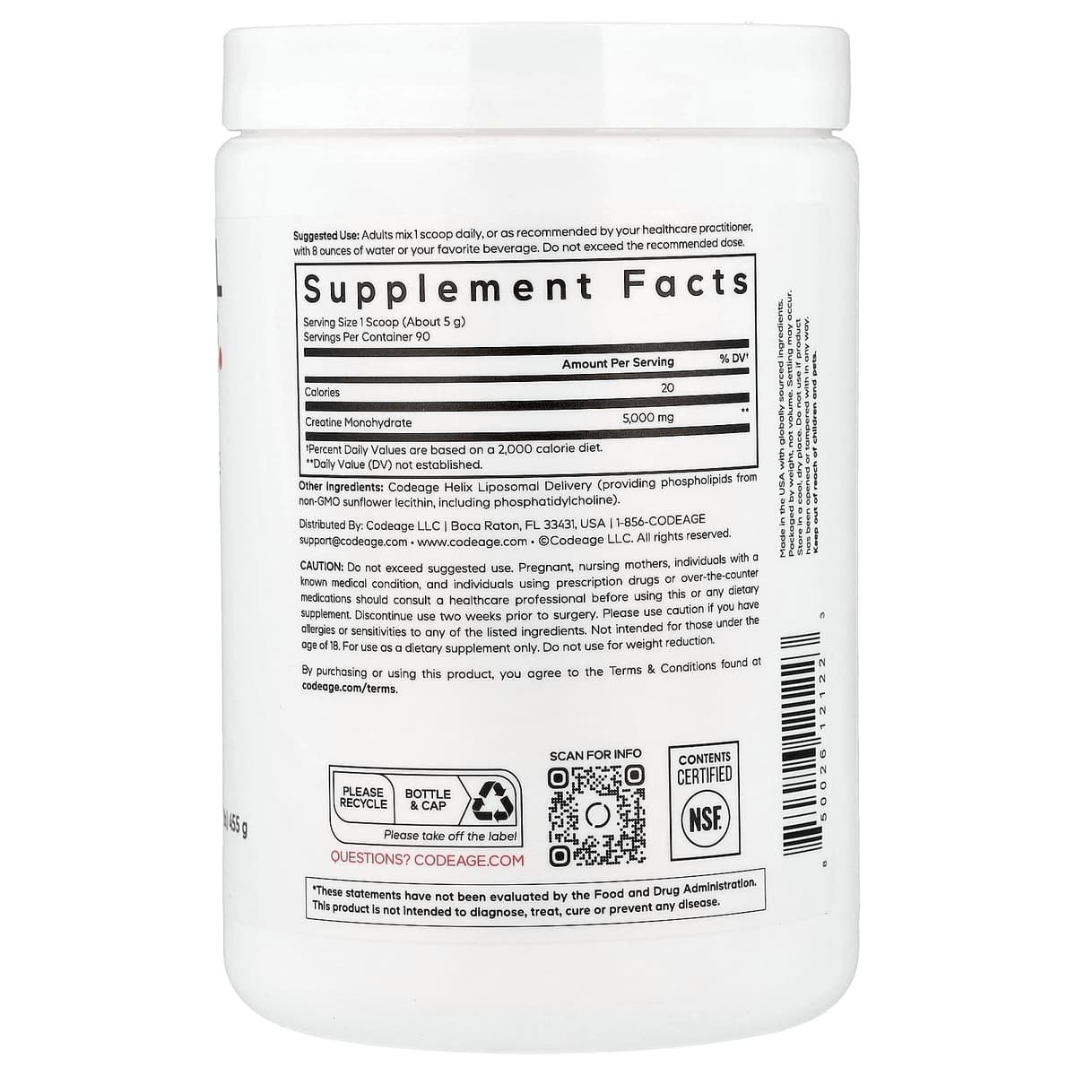 Codeage - Liposomal Creatine Sport - 455g