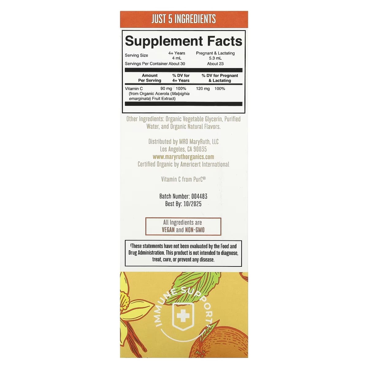 MaryRuth's - Organic Vitamin C Liquid Drops - Orange - 120ml