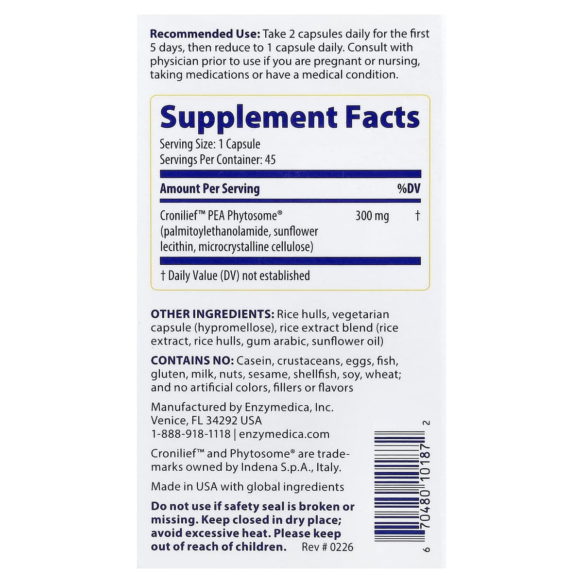 Enzymedica - Led & Muskel Pea Phytosome - 45 vcaps