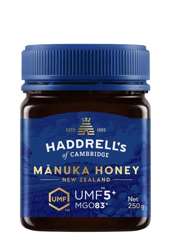 Haddrell's of Cambridge - Manuka Honey Umf5+ Mgo83+ 250g – Haddrell's of Cambridge förpackning