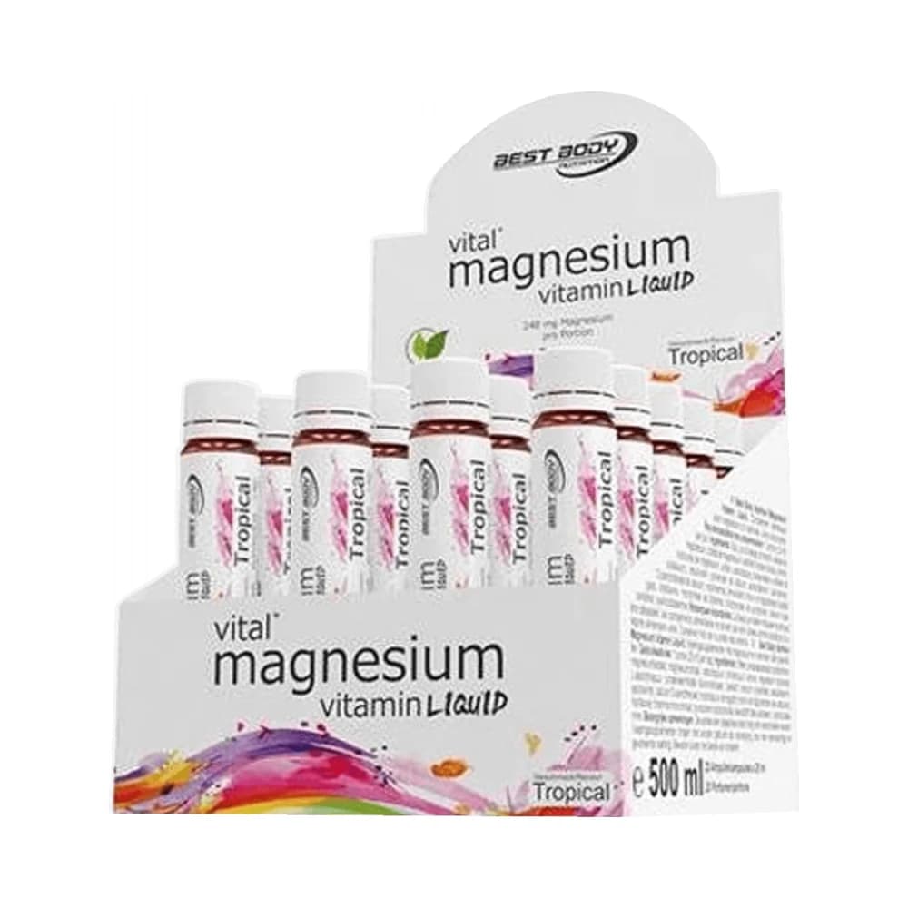 Best Body Nutrition - Magnesium Liquid Shots (20x25ml) - Tropical – Best Body Nutrition förpackning
