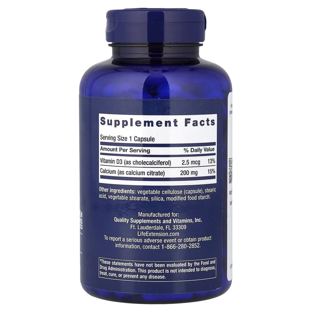 Life Extension - Calcium Citrate With Vitamin D - 200 Vcaps
