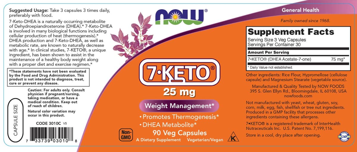 NOW Foods - 7-KETO 25 mg - 90 kaps