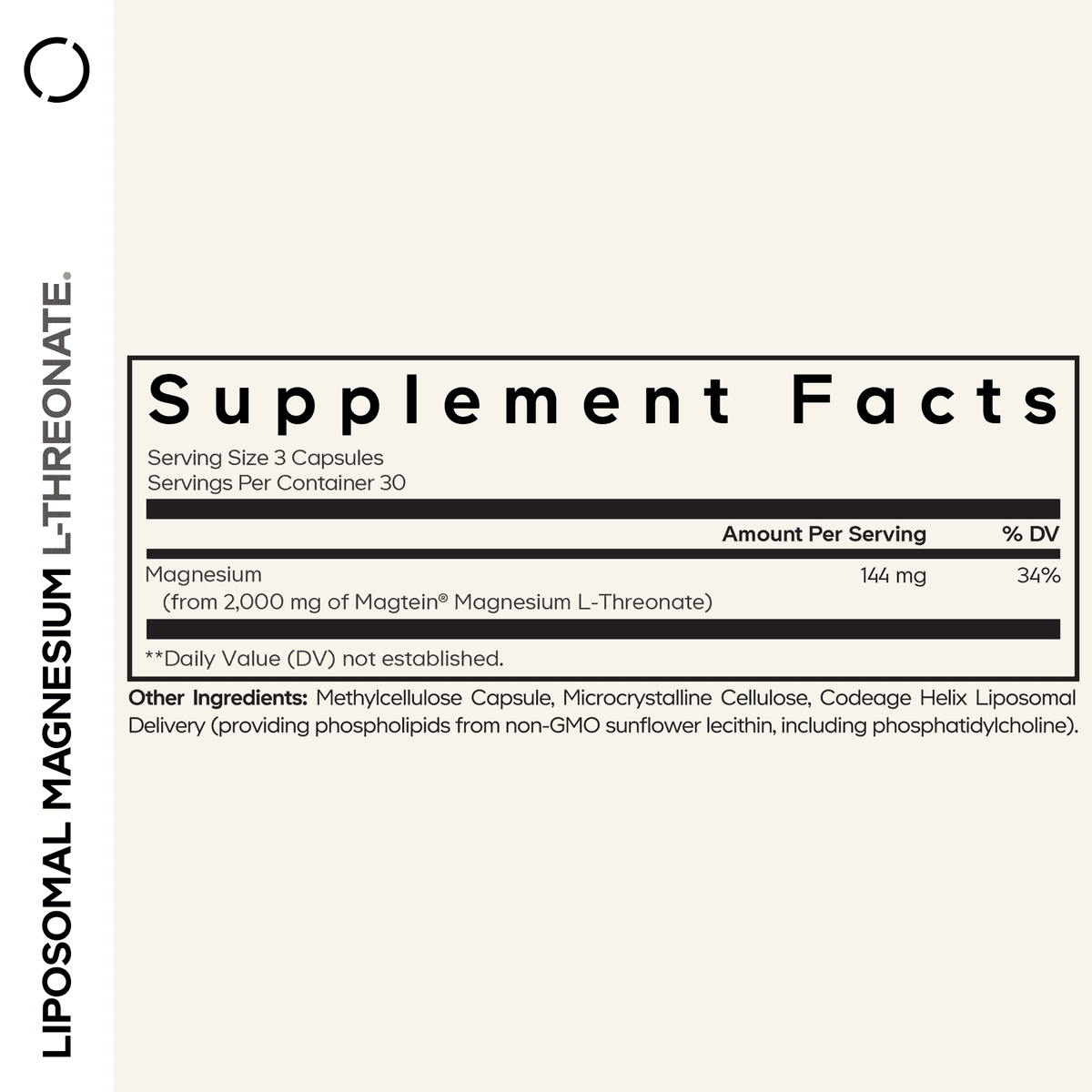 Codeage Liposomal Magnesium L-Threonate - 90 Vcaps - 90 Vegetabilske Kapsler