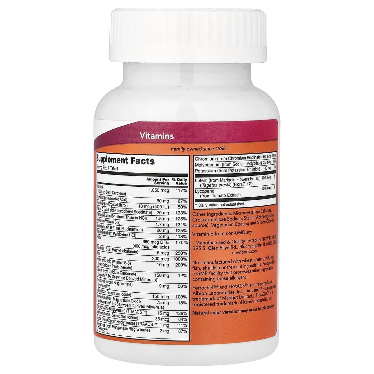NOW Foods - Daily Vits™ - Monivitamiini ja kivennäisaine - 30 Vcaps