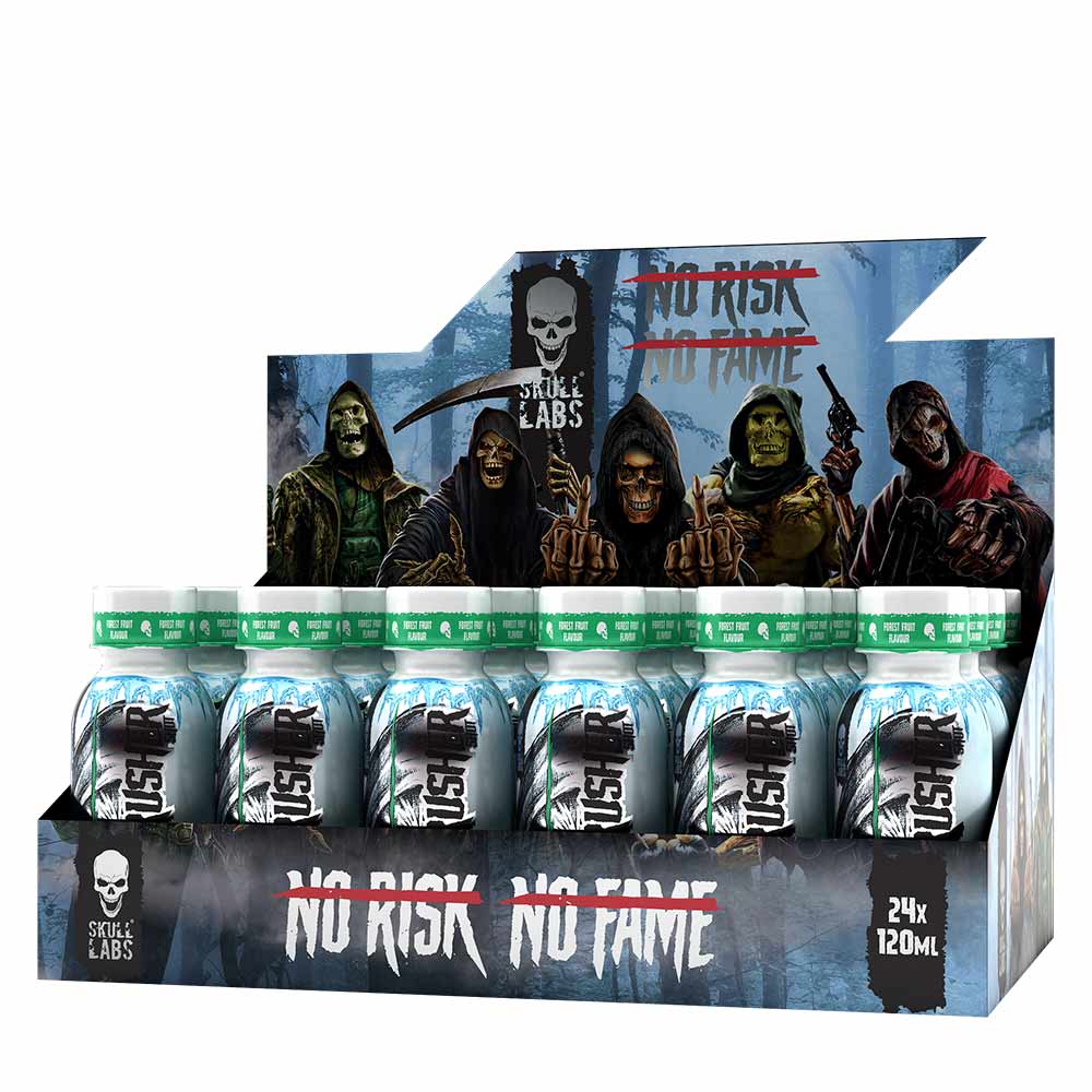 Skull Labs - Skull Crusher Passionfruit 24x120ml - Energidryck – Skull Labs förpackning