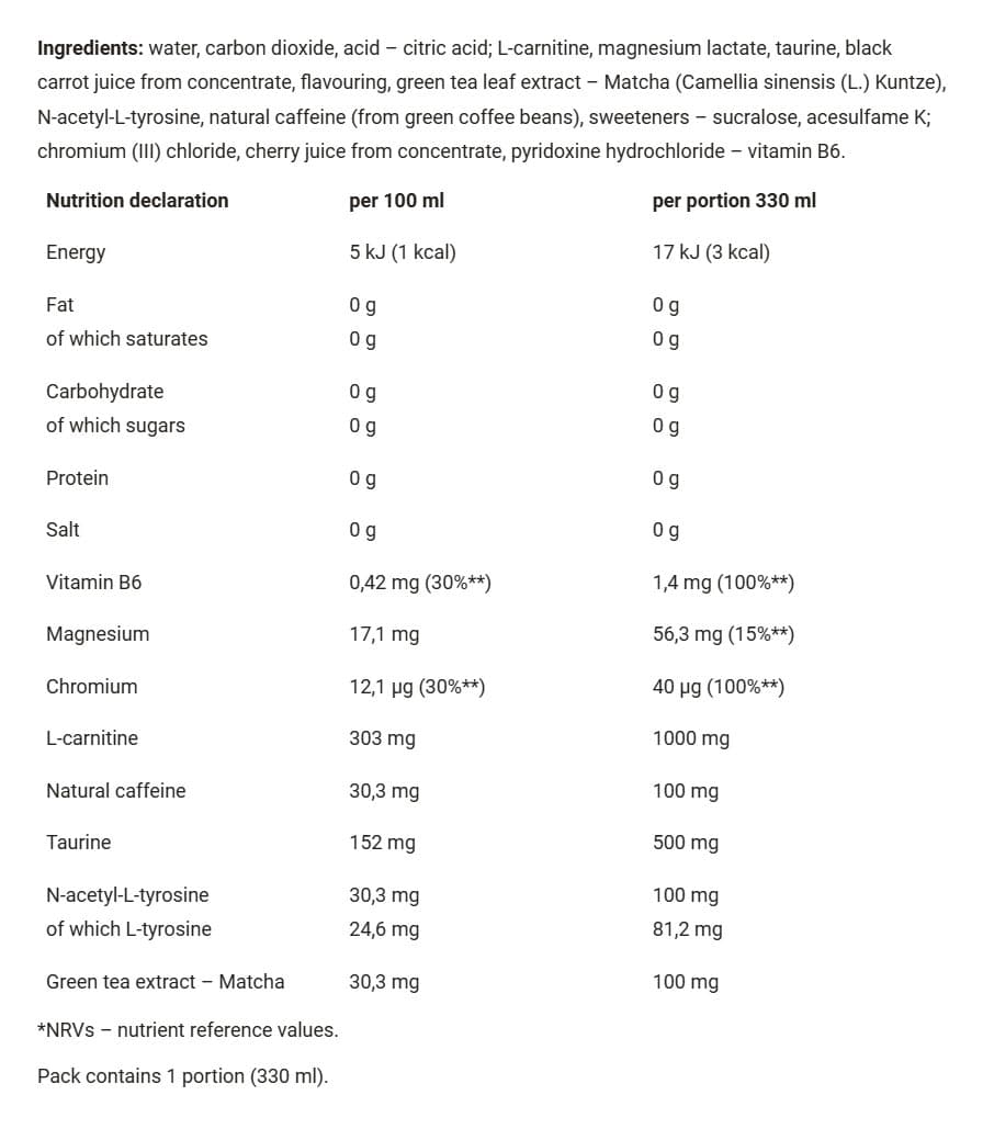 Olimp Labs - Carni-Tea Xplode Zero - Cherry, 330ml