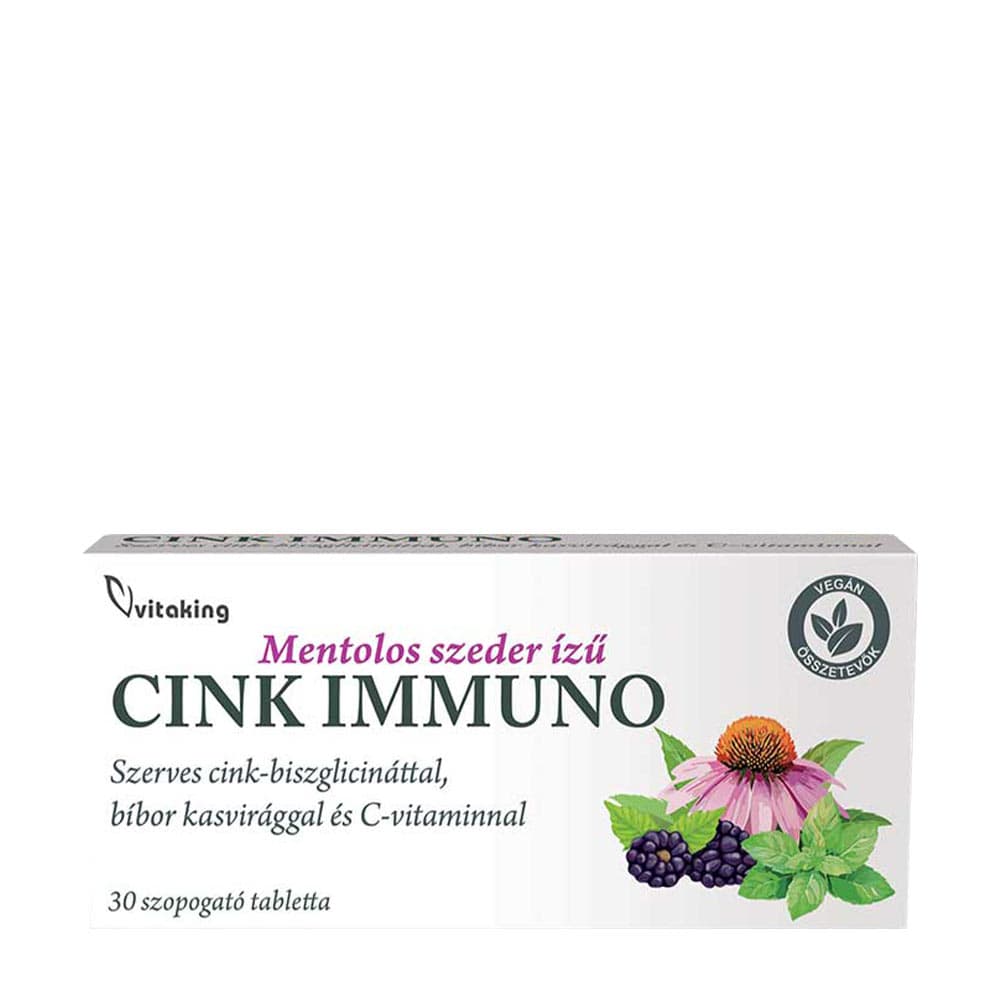 Vitaking - Zinc Immuno - 30 Szopogatő Tabletta (30 Lozenges) – Vitaking förpackning