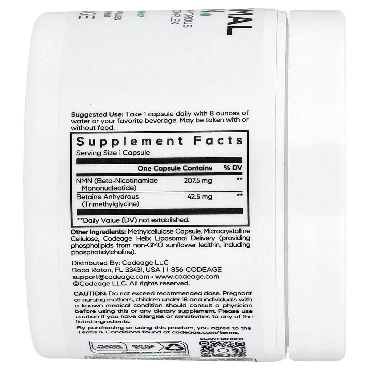 Codeage Liposomal NMN - 30 Vcaps - 30 Vegetable Caps