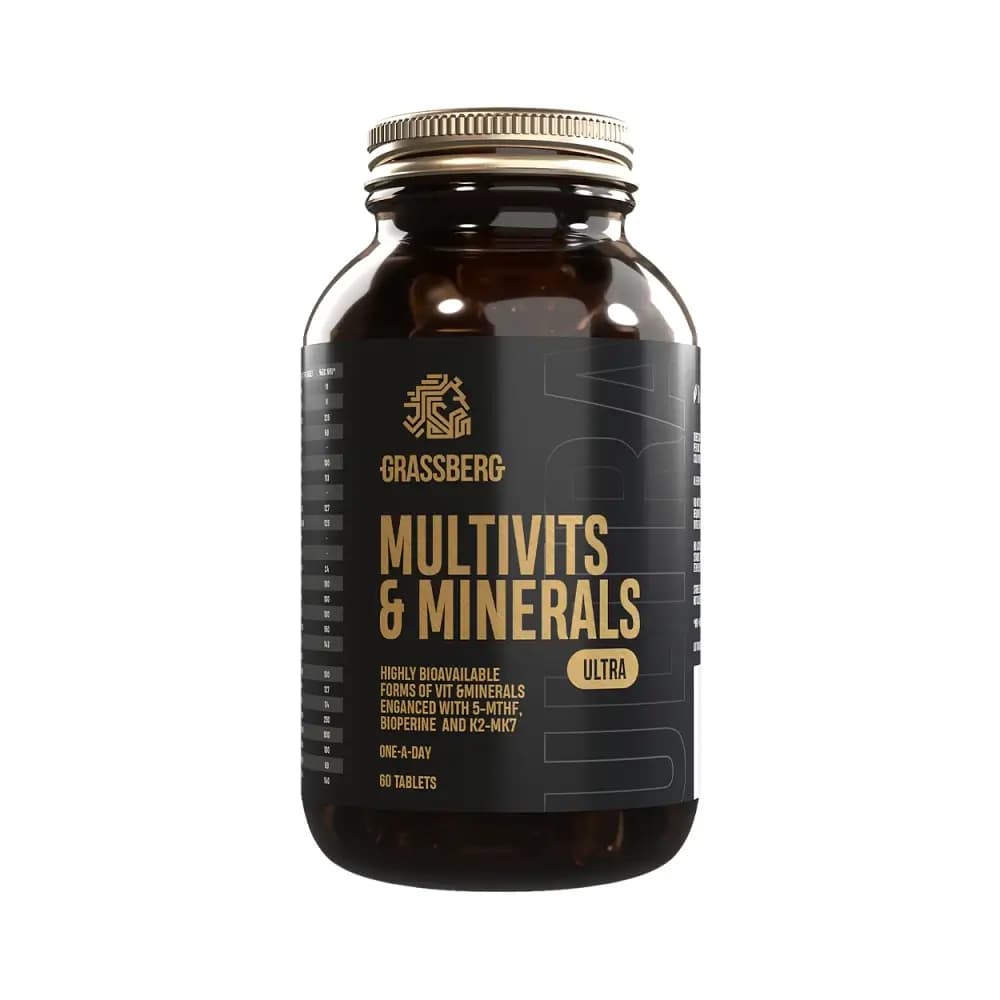 Grassberg - Multivits & Minerals Ultra - Unflavoured - 60 tablets – Grassberg förpackning