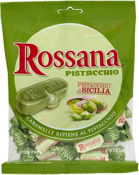 Rossana - Pistacchio cukierki z nadzieniem pistacjowym 150 g – Rossana förpackning
