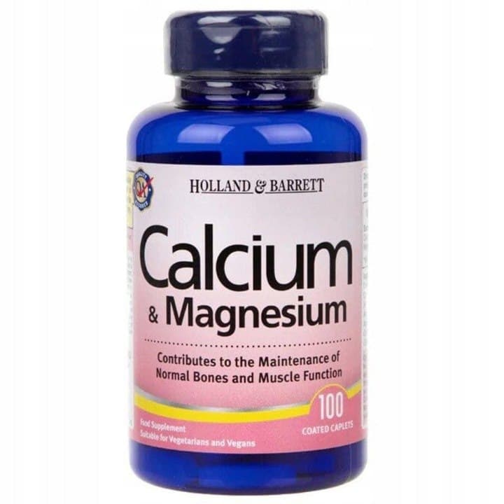 Holland & Barrett - Calcium & Magnesium - 100 Caplets – Holland & Barrett förpackning