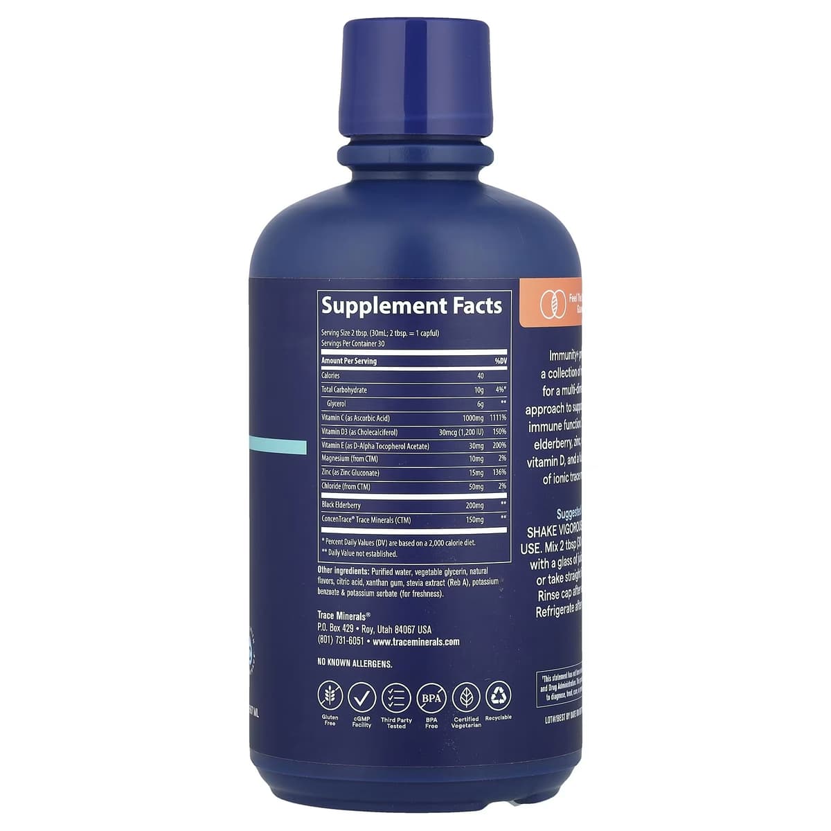 Trace Minerals Liquid Immunity - Mixed Berry - 30oz