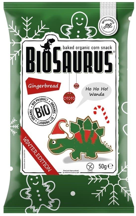 EkoWital - BioSaurus Baked Organic Corn Snack - 50g – EkoWital förpackning