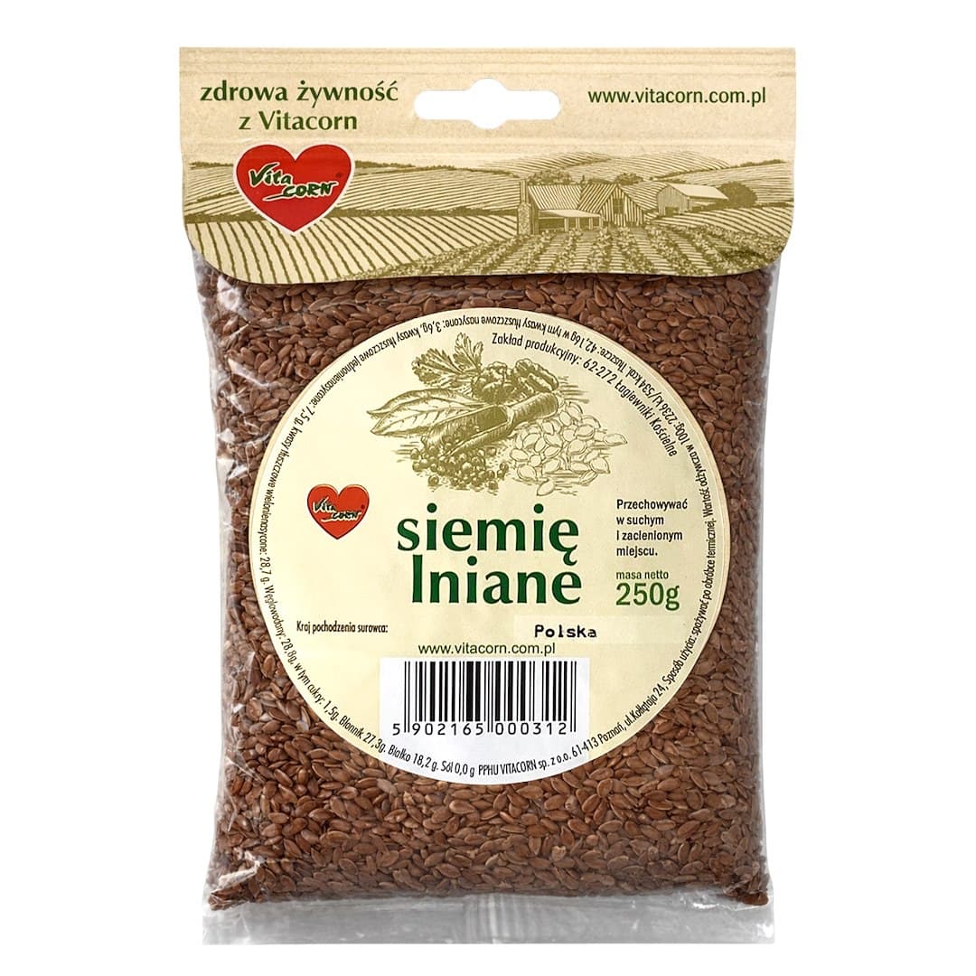Vitacorn - Flax Seeds - 250g – Vitacorn förpackning