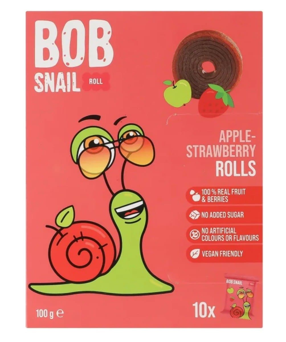 B.O.B SNAIL - Fruit Roll - 100g (10 rolls) – B.O.B SNAIL förpackning