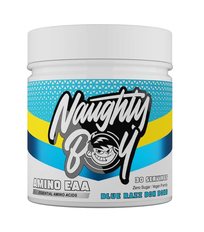 Naughty Boy - Amino EAA, Blue Razz Bon Bons - 345g – Naughty Boy förpackning
