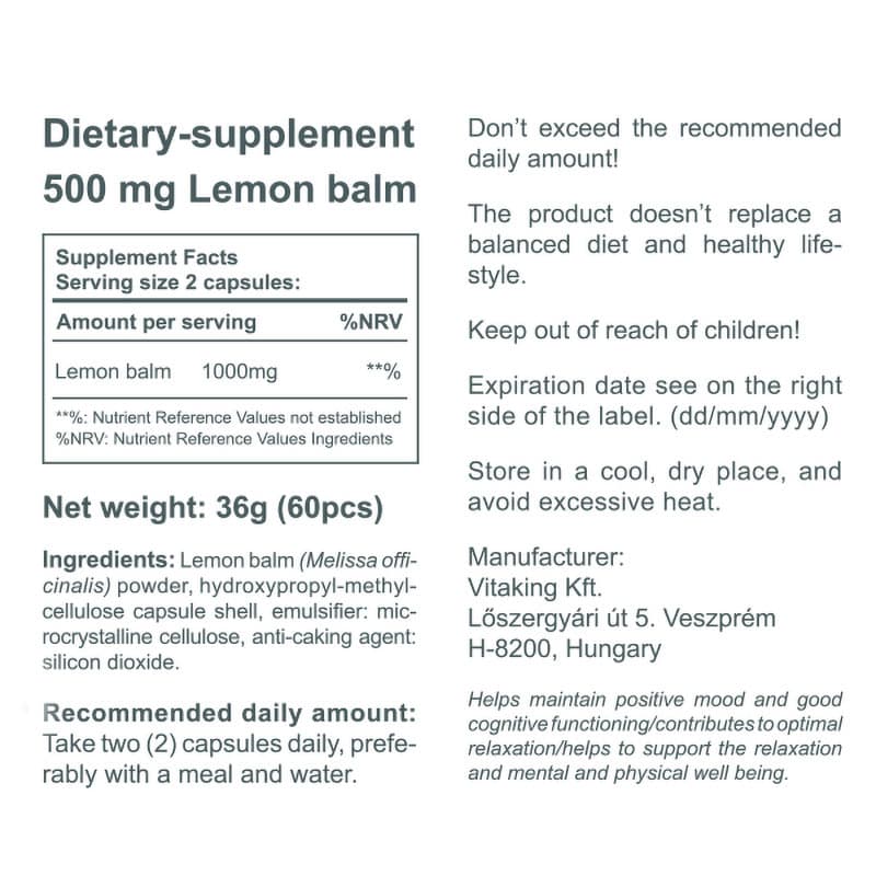 Vitaking - Lemon Balm - 60 Caps