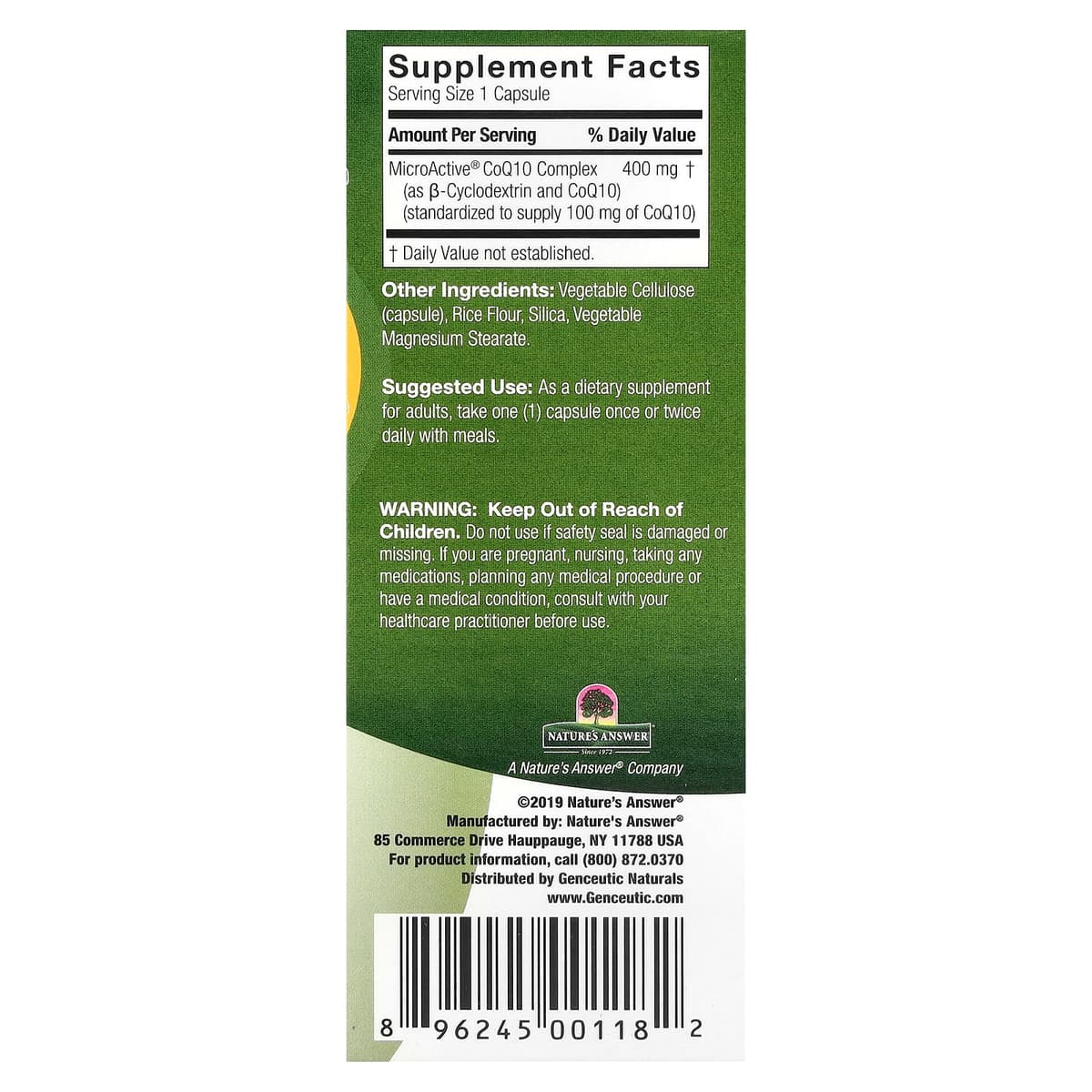 Nature'S Answer 24hr Microactive CoQ10 100mg - 60 Vcaps