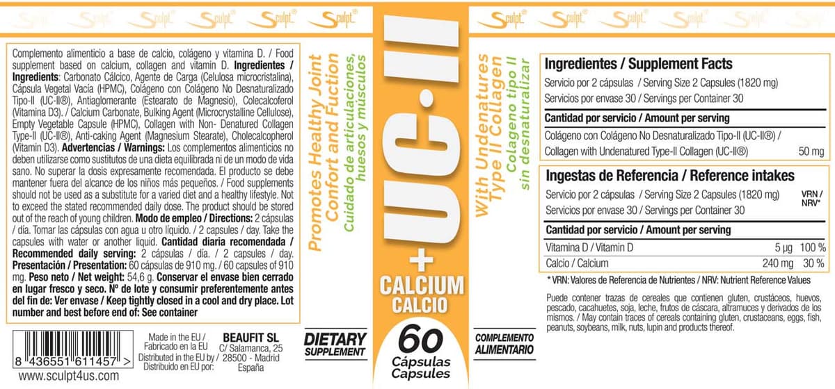 Sculpt - Uc-II + Calcium - 60 Caps