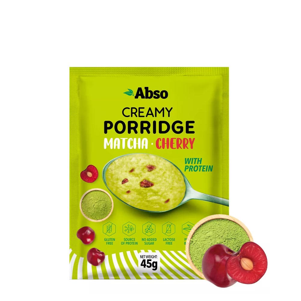 Absorice Creamy Porridge Matcha-Cherry - 45g – Abso förpackning