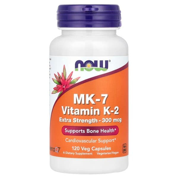 NOW Foods - MK-7 Vitamin K-2, 300mcg Extra Strength - 120 Vcaps – NOW Foods förpackning