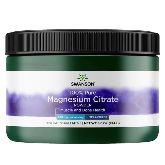 Swanson - Magnesium Citrate, Powder 630mg - 244g – Swanson förpackning