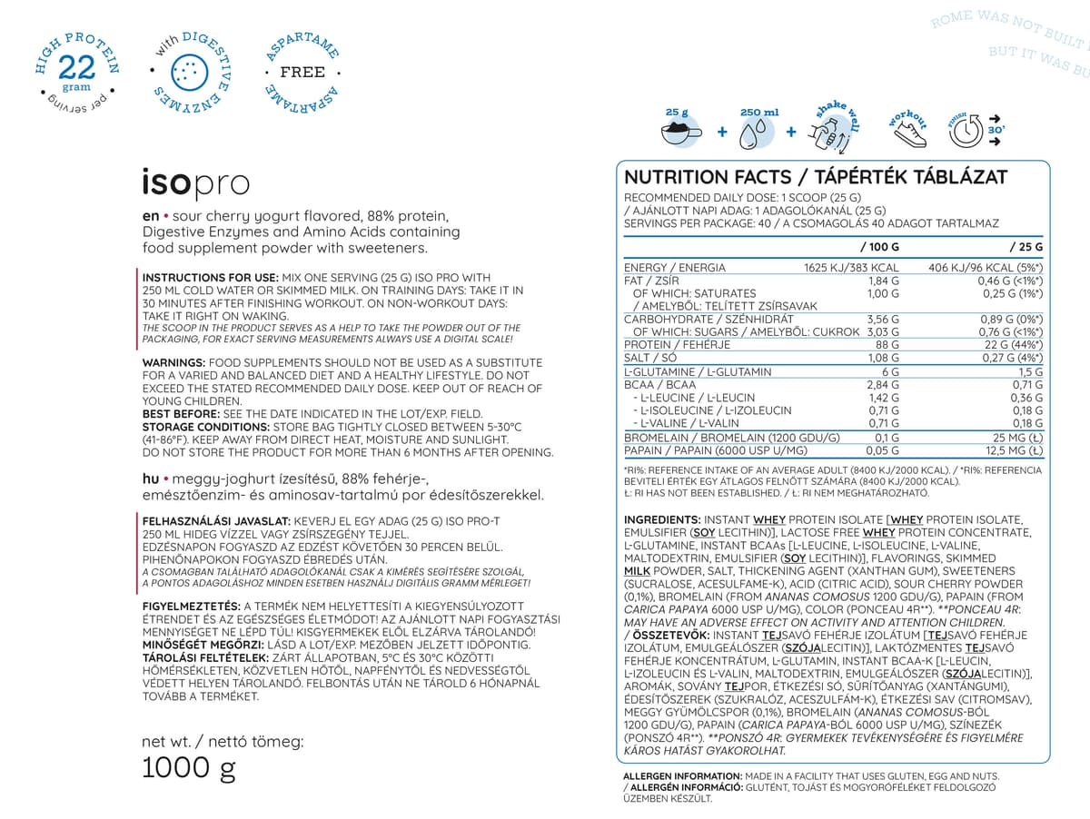 Nutriversum - Iso Pro, Sour Cherry Yogurt - 1000g