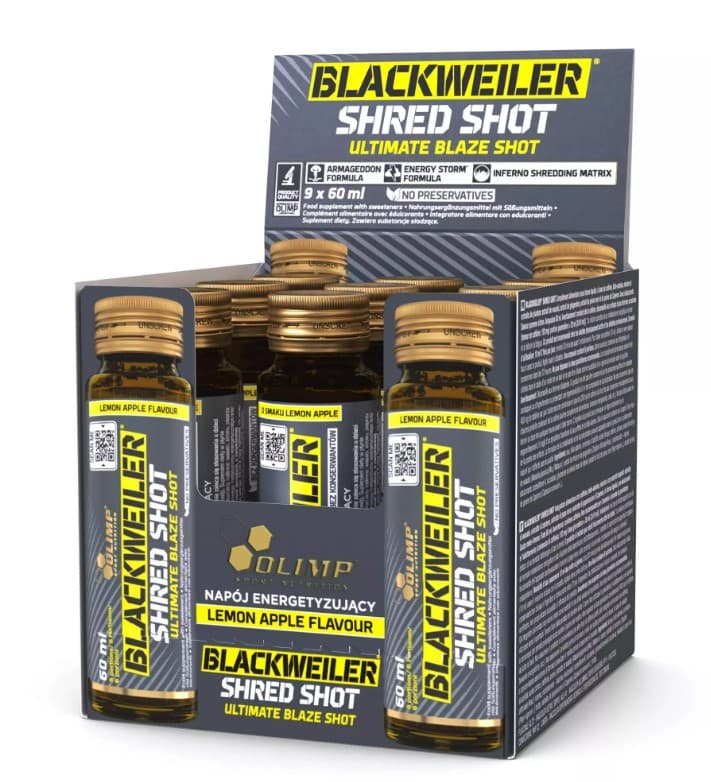 Olimp Labs - Shred Shot, Lemon Apple - 9 x 60ml – Olimp Labs förpackning