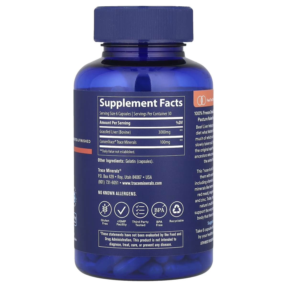 Trace Minerals Tmancestral naudanmaksa - 180 kapselia