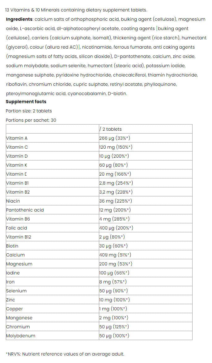 Nutriversum - Multivitamin - 60 tabletter, kort datum 2026-12-30