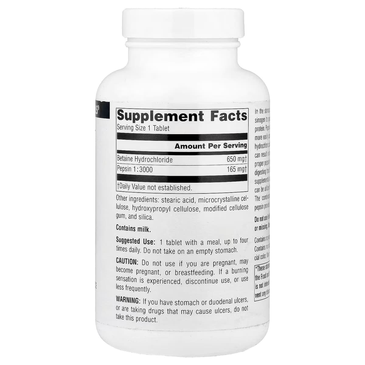 Source Naturals - Betaine HCL - 180 Tabs