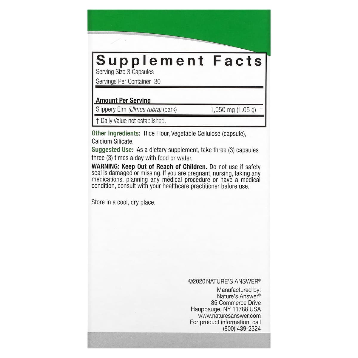 Nature'S Answer - Slippery Elm - 90 Vcaps