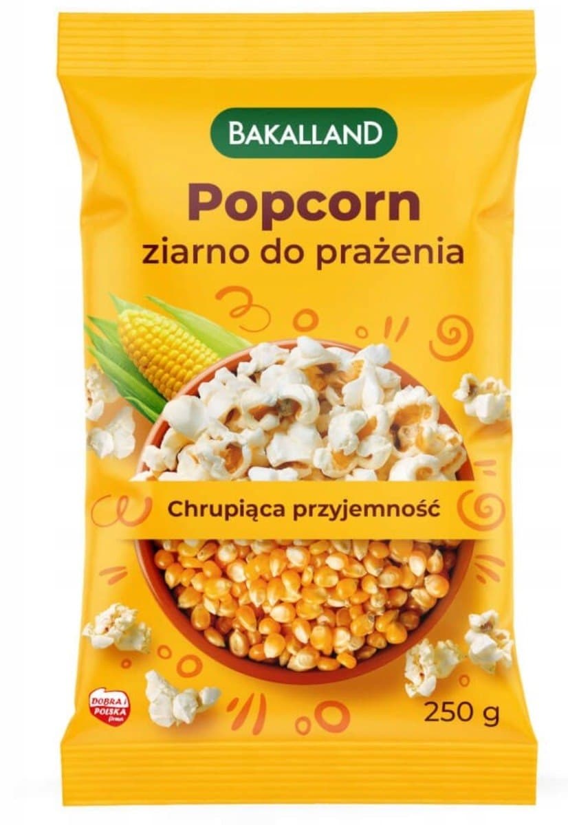 Bakalland Popcorn ziarno 250 g – Bakalland förpackning