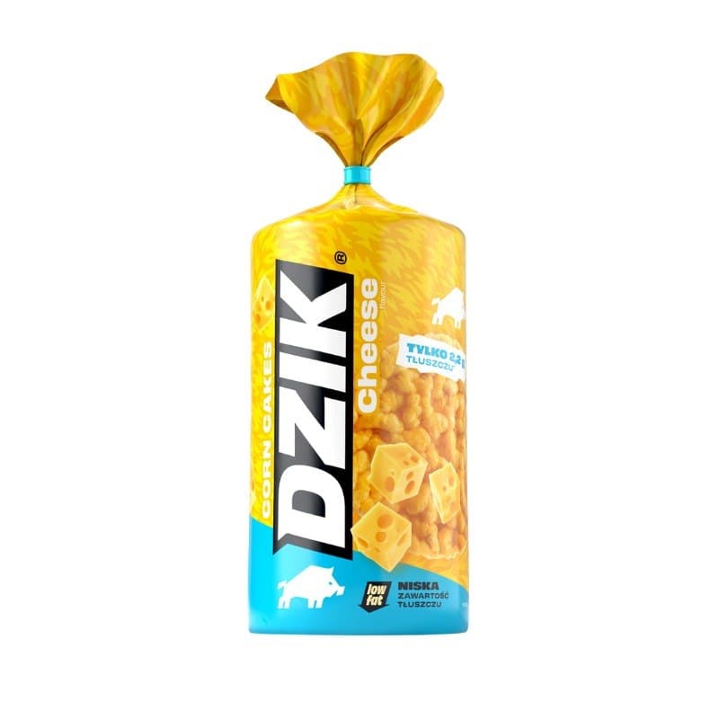 DZIK - Corn Cakes Wafle Kukurydziane low fat serowe 120 g – DZIK förpackning