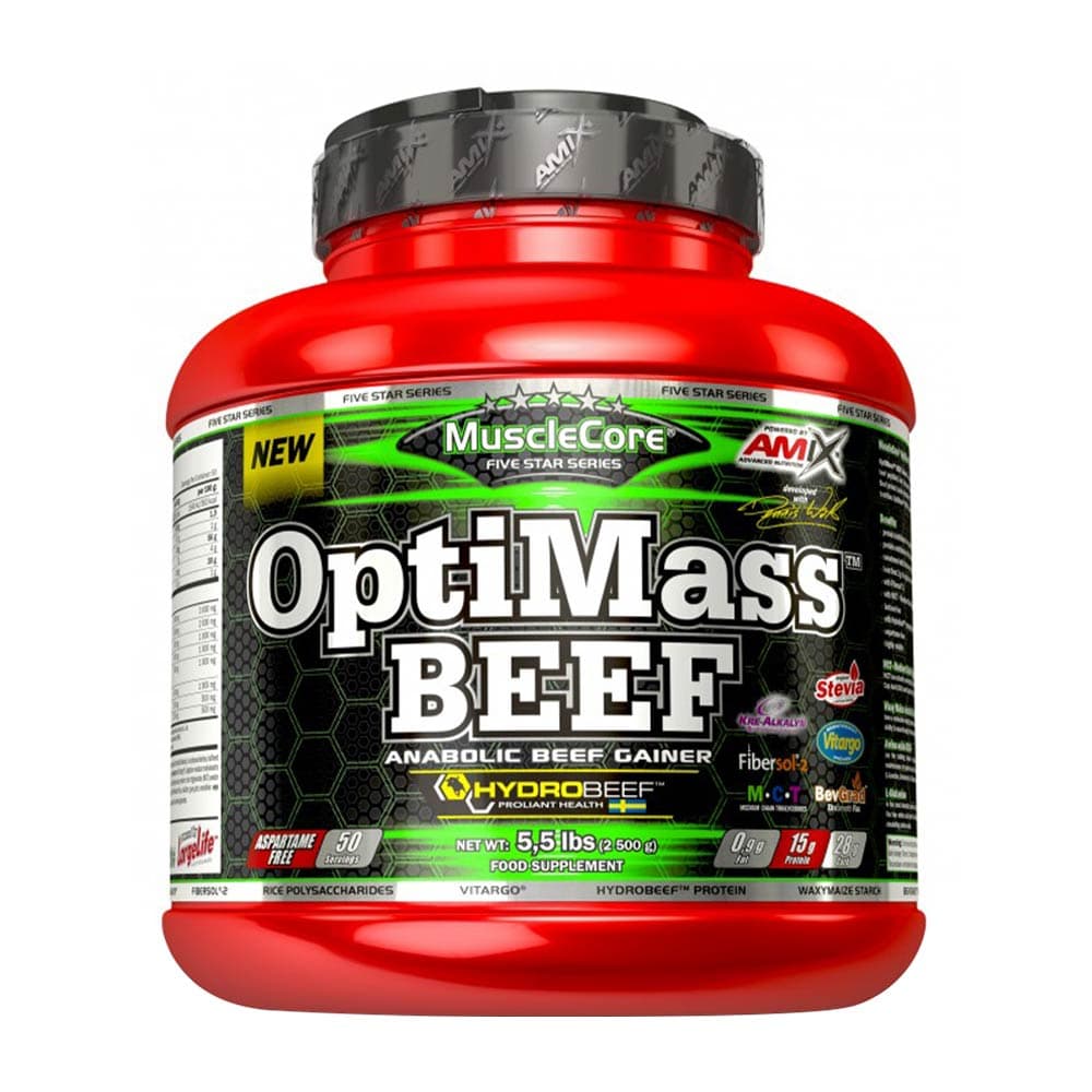 Amix - Optimass Beef - Mass Gainer – Amix förpackning