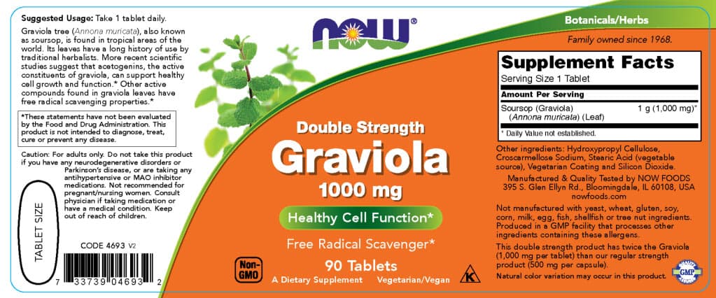 NOW Foods - Graviola Herbal Support - 90 Tablets