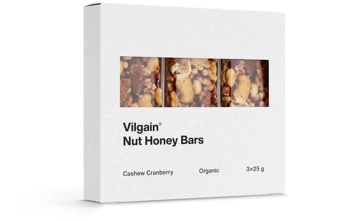 Vilgain - Nut Honey Bars - 3×25 g – Vilgain förpackning