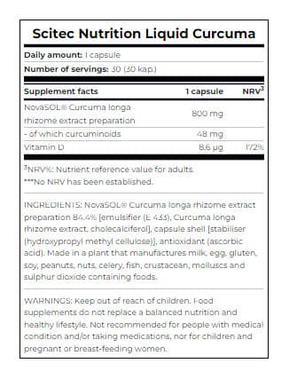 Scitec Nutrition - Nestemäinen Kurkuma - 30 Kapselia