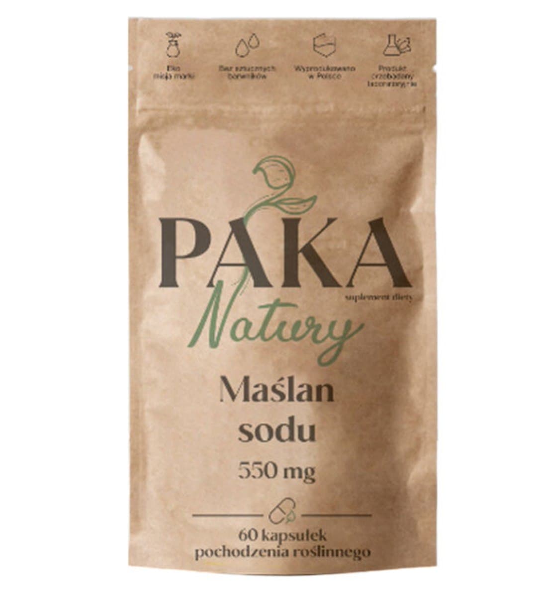 Paka Natury - Sodium Butyrate - 60 Caps – Paka Natury förpackning