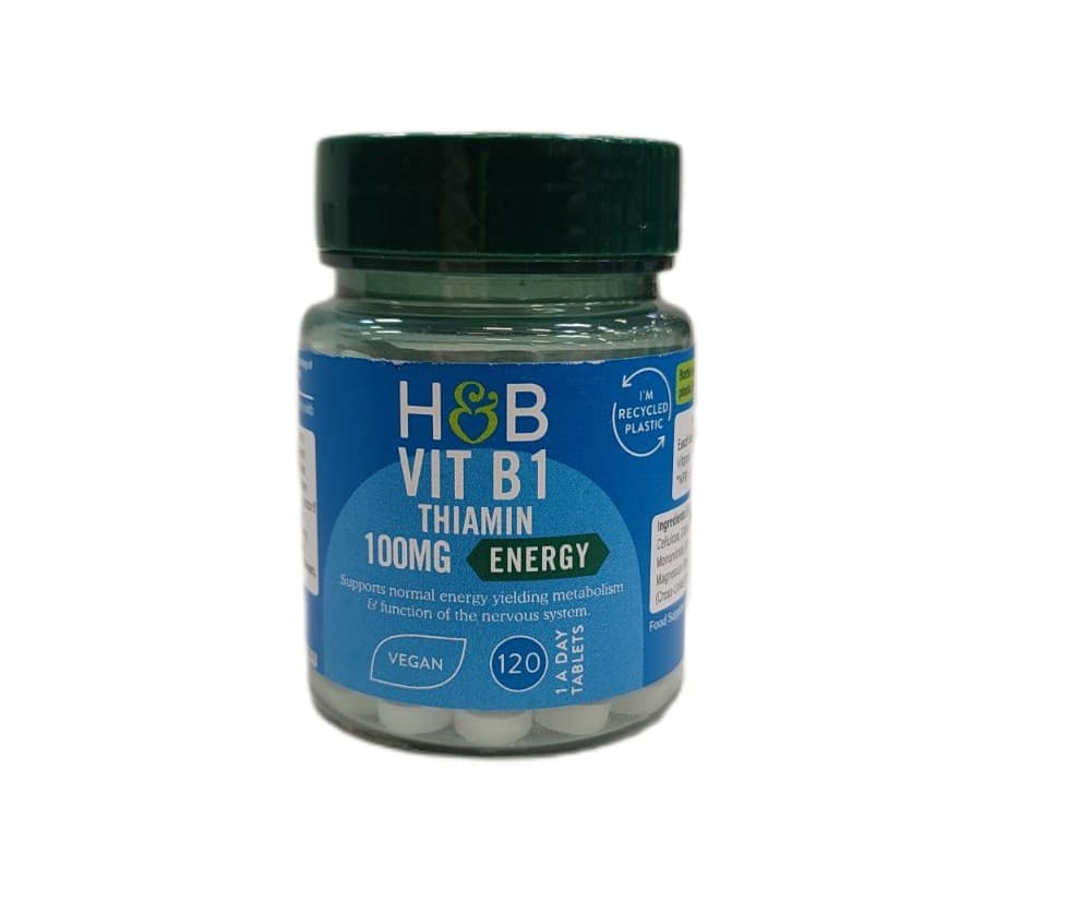 Holland & Barrett - Vit B1, 100mg - 120 Tabs – Holland & Barrett förpackning