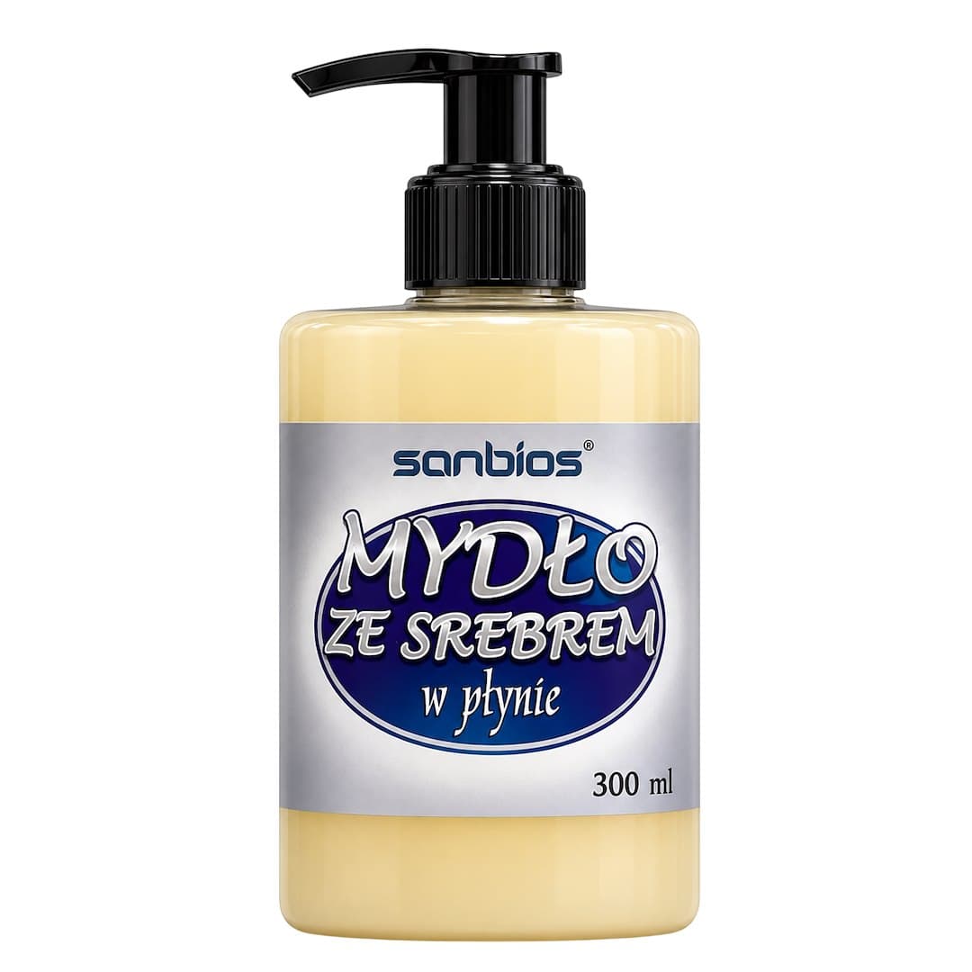 Sanbios - Liquid Soap With Silver - 300ml – Sanbios förpackning