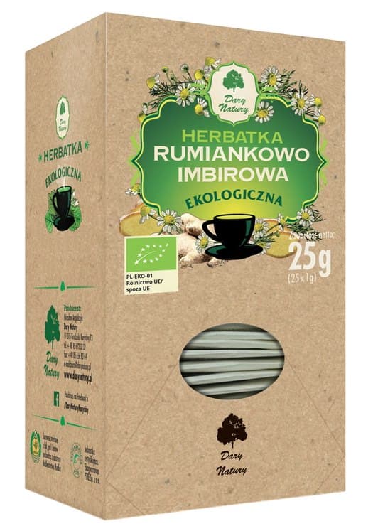 Dary Natury - Organic Chamomile Ginger Tea 25 Sachets - 25g (25 x 1g Sachets) – Dary Natury förpackning