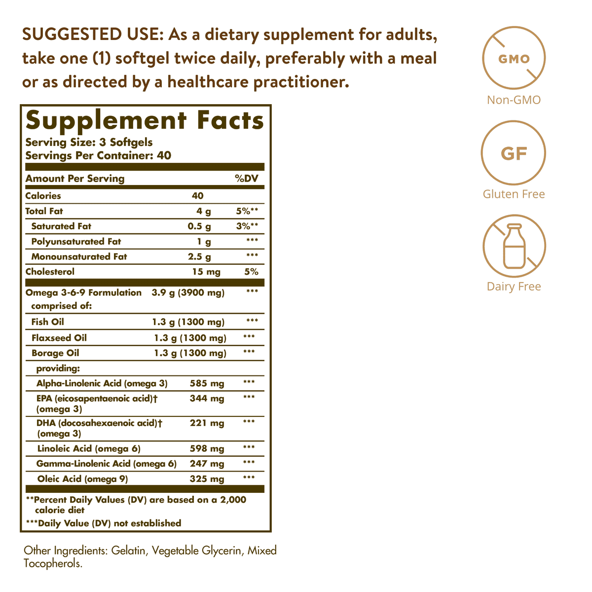 Solgar - 1300mg Omega 3-6-9 Fish, Flax, Borage
