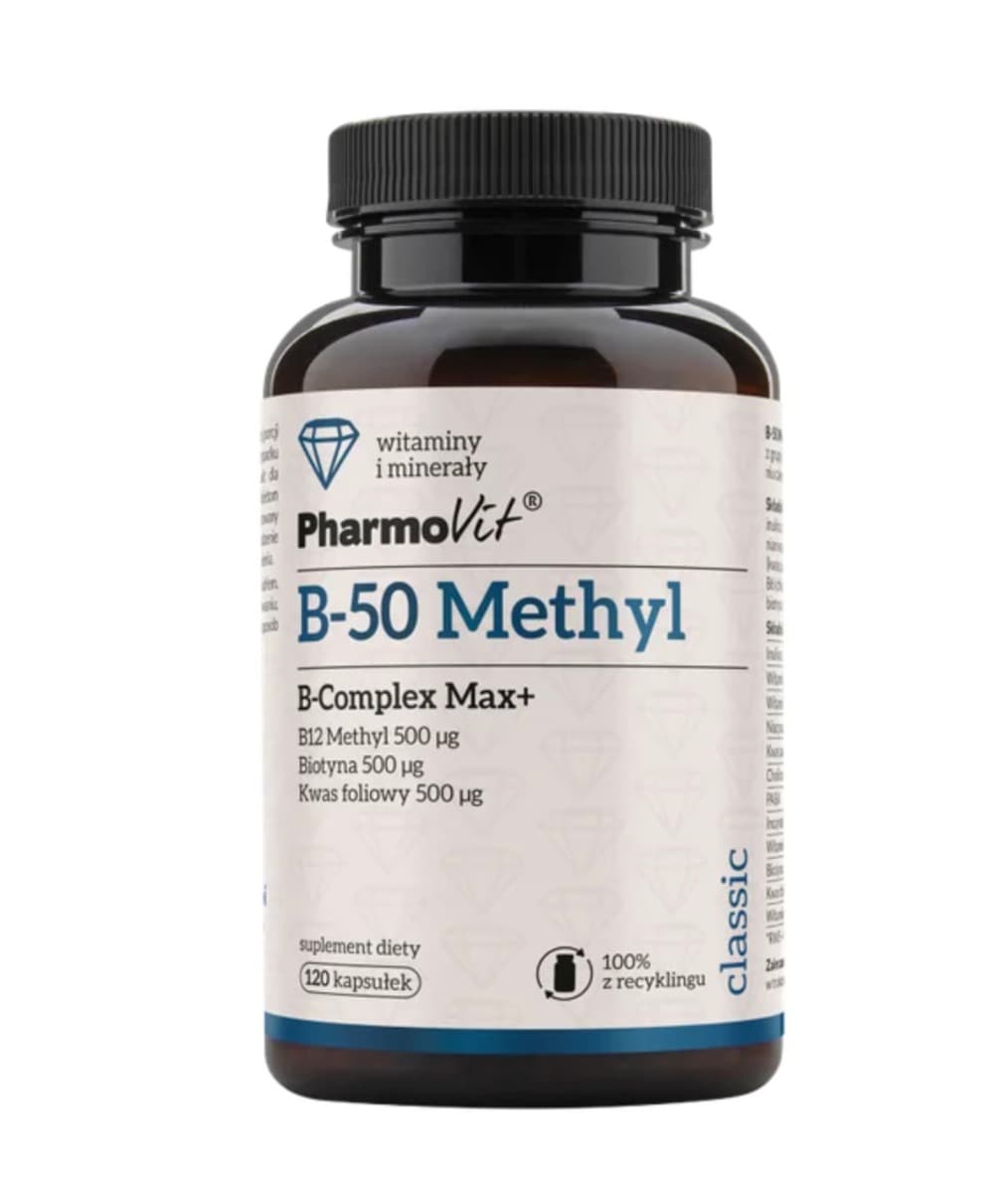 Pharmovit - B-50 Methyl B-Complex Max+ - 120 Caps – Pharmovit förpackning