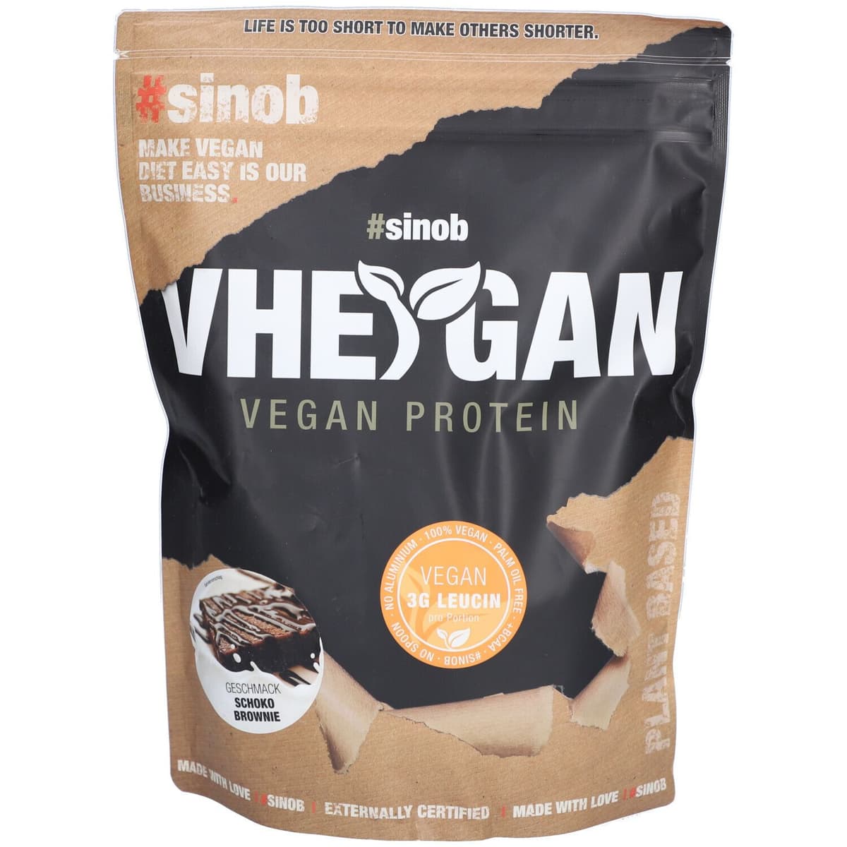 Sinob - VEGGY, veganskt protein - 900 g, chokladbrownie – Sinob förpackning